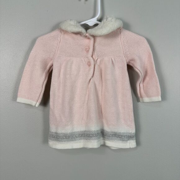Janie and Jack Girls 0-3 Months Long Sleeve Knit Winter Sweater Dress Pink - Picture 3 of 3